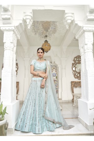 Blue Color  Net  Lehenga Heavy Silk With Santoon Inner